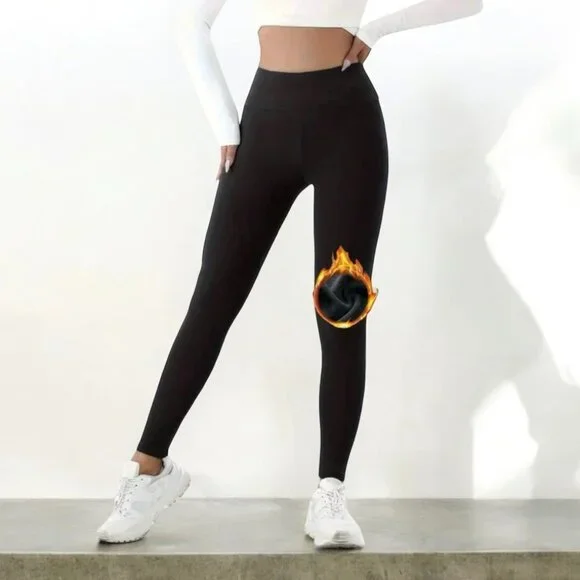 3 Pack Cozy Chic: Reg and Plus Size Thermal Fleece-Lined High-Waisted Leggings - Picture 6 of 9